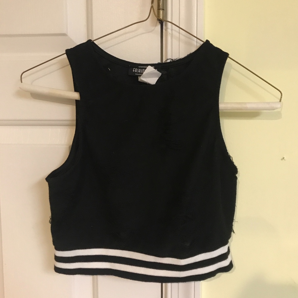 NWT Distressed Crop Top